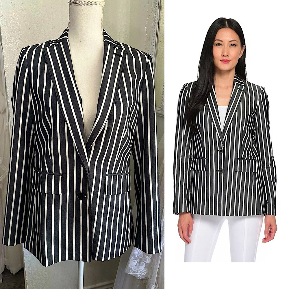 Karl Lagerfeld | Paris Women's Striped Notch Collar Jacket size 4 Wednesday adam